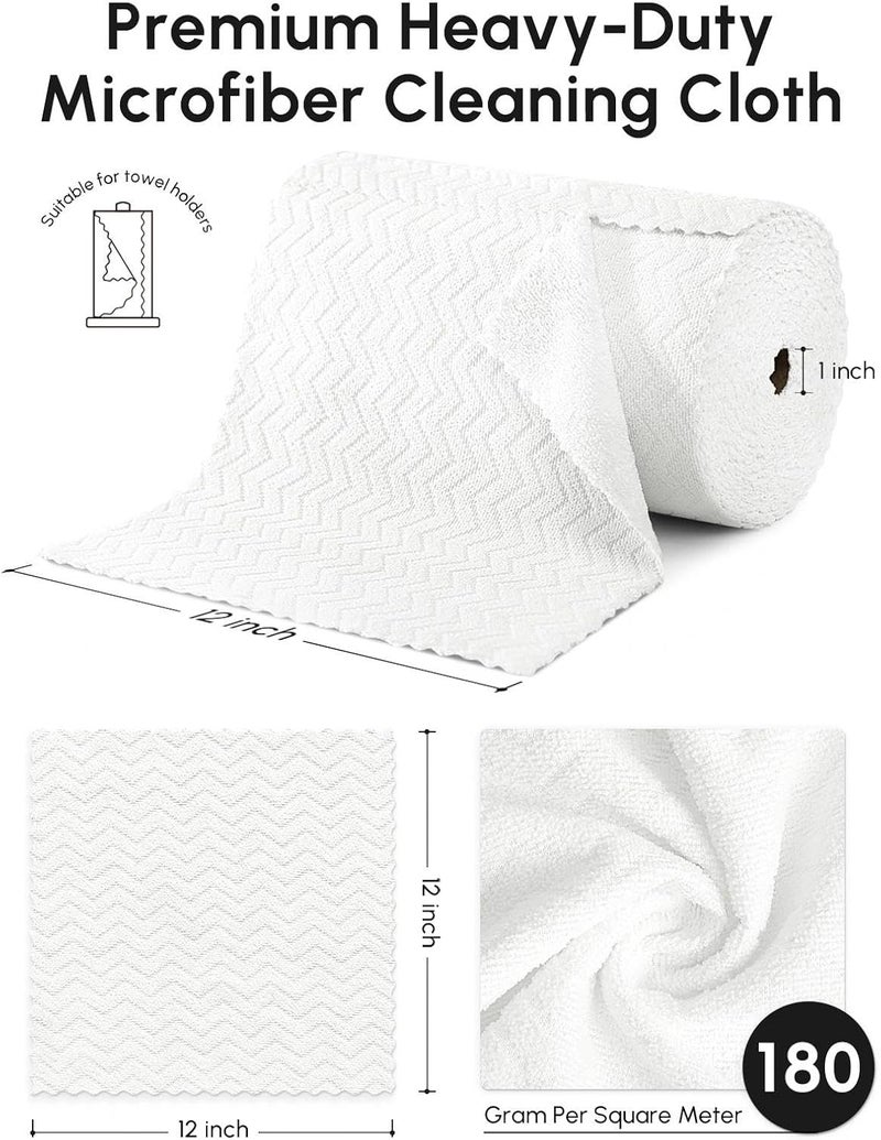 SOOWASH Microfiber Cleaning Cloths Roll, 75 Pack Tear Away Microfiber Towels Roll, 12" x 13" Lint Free Rags, Reusable Cleaning Cloths, Washable, Scratch Free,Ultra Absorbent Dish Rags(White Ripple) - Image 3